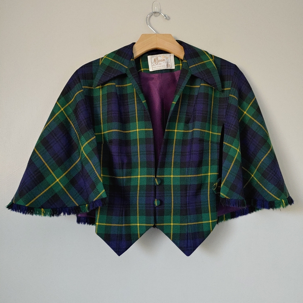 Vintage Aljean Wool Cape Plaid Tartan - Picture 4 of 16